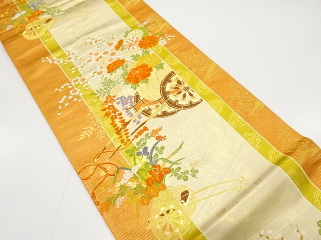 花車に十二単模様織り出し　袋帯